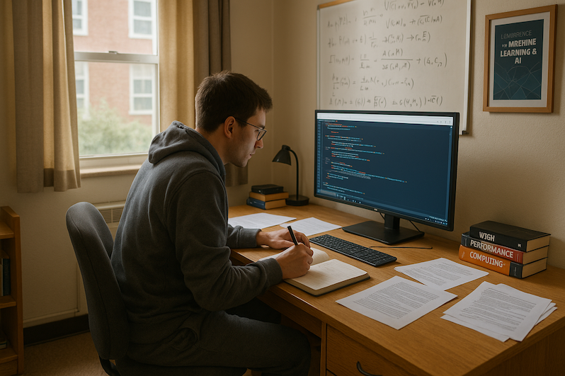 A CS Student Studying