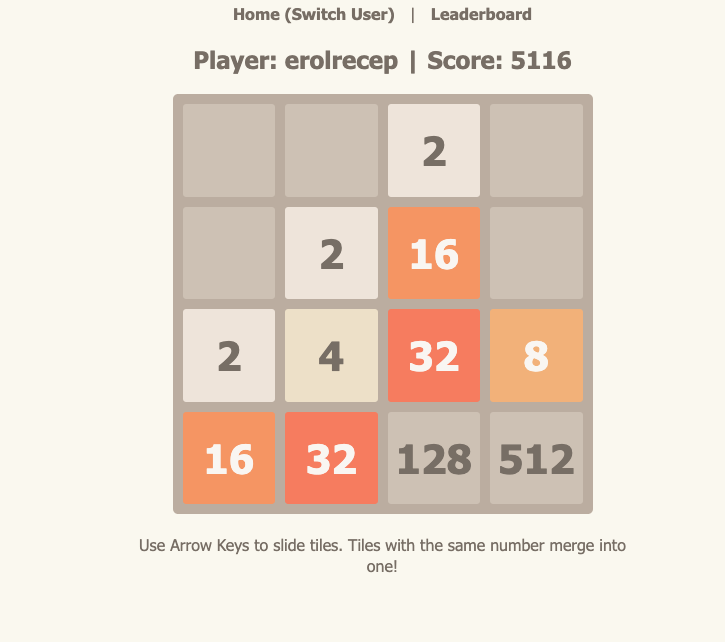 Interactive 2048 Game Web Application